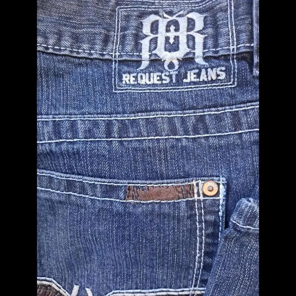 Request Blue Semi Distressed‎ Jeans With Decorative Pocket Size 40x34